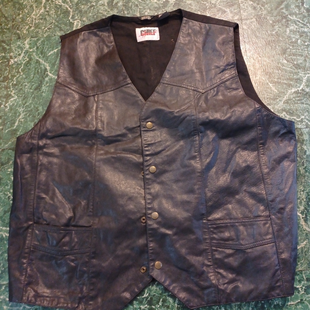 Leather vest men's size 2xlarge black